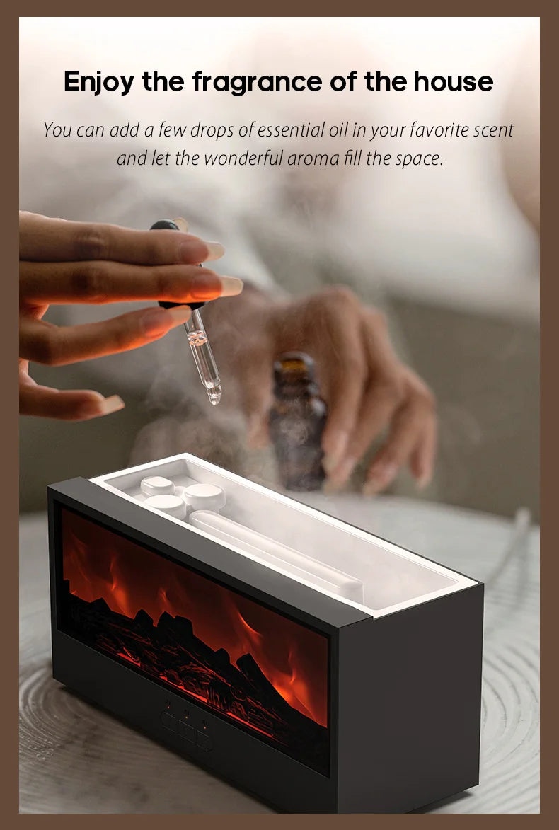 🔥 ModernHomeGadgets™ Fireplace Aroma Diffuser (USB-C + Remote)
