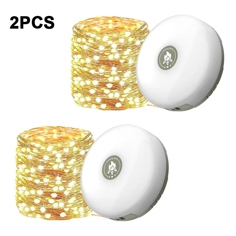 LED Camping Lamp with Reel Strip Light Atmosphere Lights 10M Recyclable Light Belt Outdoor Garden Decoration Lamp for Tent Room