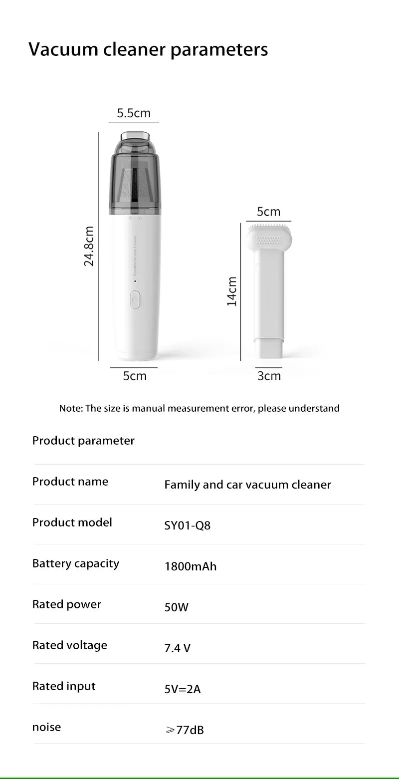 Xiaomi Car Vacuum Cleaner Wireless Portable Vacuum Cleaner Strong Suction Handheld Mini High Power Cleaner For Home