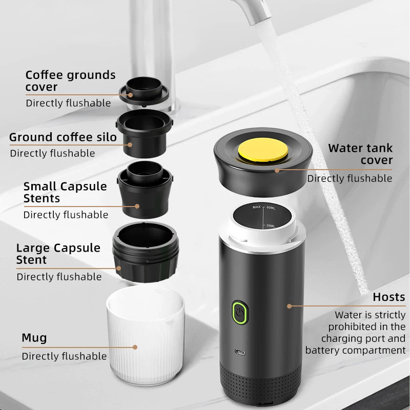 ModernHomeGadgets™ Portable Espresso Machine – 20 Bar Pressure, Type-C Rechargeable