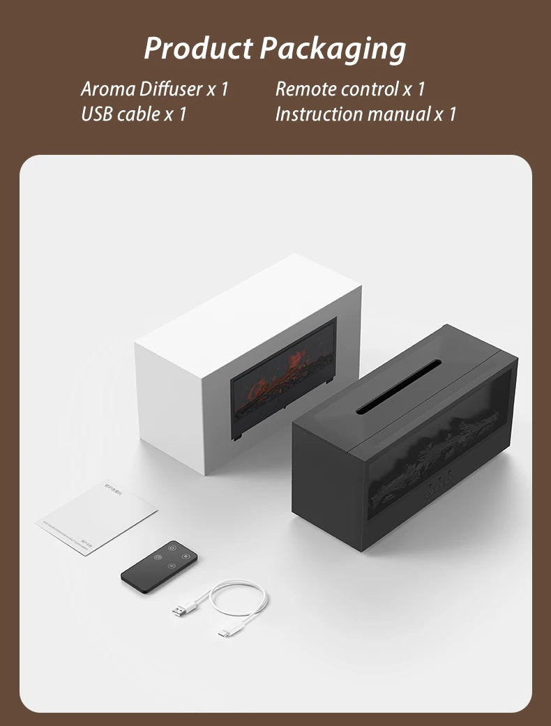 🔥 ModernHomeGadgets™ Fireplace Aroma Diffuser (USB-C + Remote)