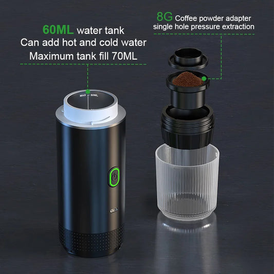 ModernHomeGadgets™ Portable Espresso Machine – 20 Bar Pressure, Type-C Rechargeable