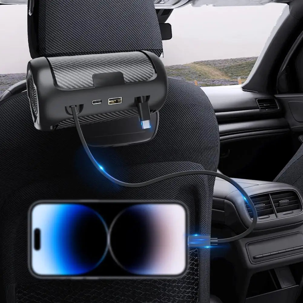 Multi Retractable Backseat Car Headrest Charger 4in1 Quick 50w Car Accessories Multifunctional Adapter For Notebook/ Phone S6v6