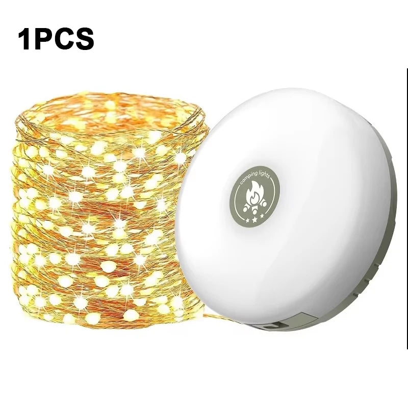 LED Camping Lamp with Reel Strip Light Atmosphere Lights 10M Recyclable Light Belt Outdoor Garden Decoration Lamp for Tent Room