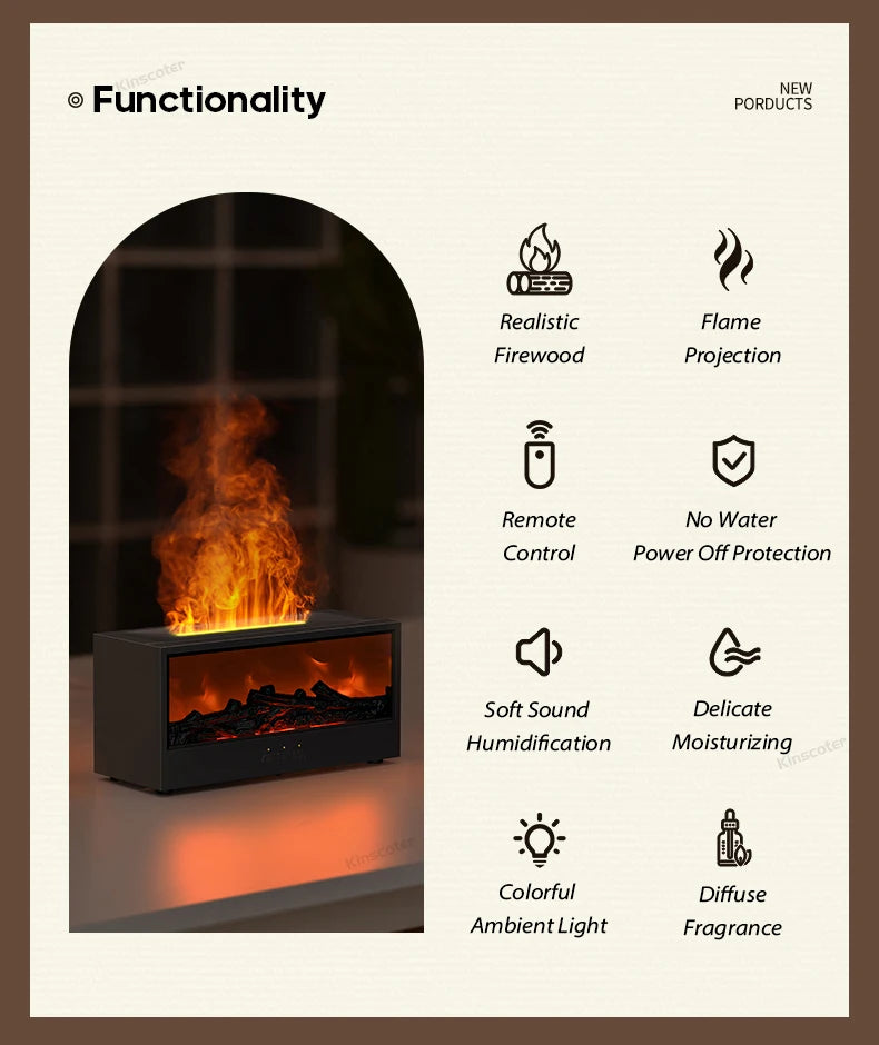 🔥 ModernHomeGadgets™ Fireplace Aroma Diffuser (USB-C + Remote)