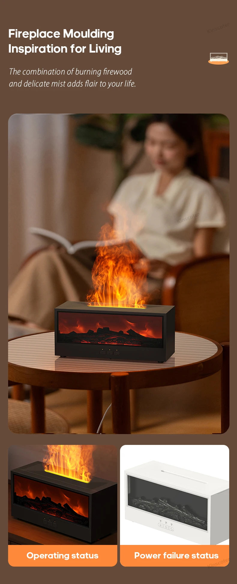 🔥 ModernHomeGadgets™ Fireplace Aroma Diffuser (USB-C + Remote)