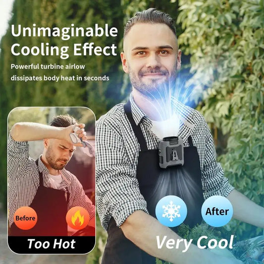 ModernHomeGadgets™ Belt Clip Fan with Power Bank &amp; LED Light – Hands-Free Cooling Anywhere