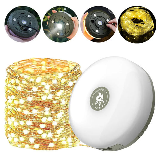 ModernHomeGadgets™ 3-in-1 Magnetic Camping Lamp with Power Bank &amp; Garland Light