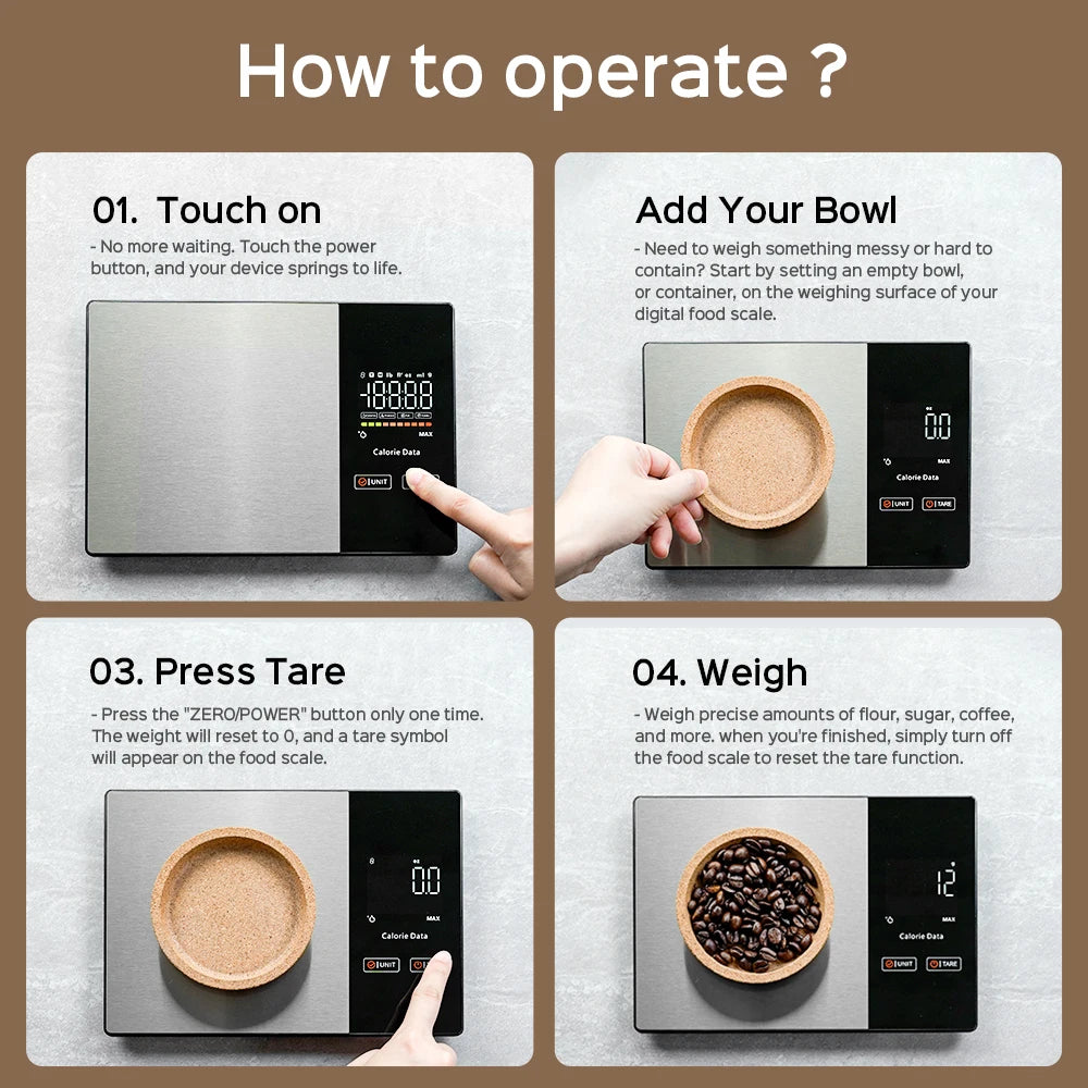 ModernHomeGadgets™ Smart Digital Food Scale with Nutrition Tracking