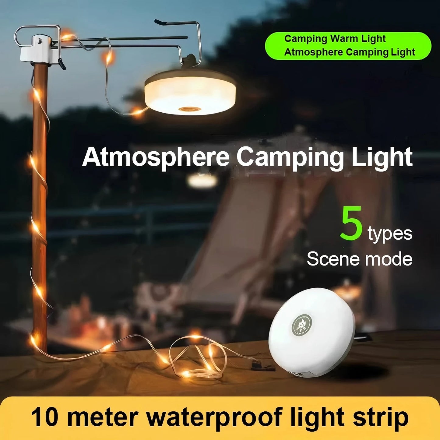 ModernHomeGadgets™ 3-in-1 Magnetic Camping Lamp with Power Bank &amp; Garland Light